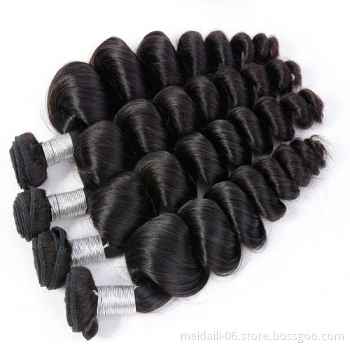 Human Hair Virgin Vendor From China,  Brazilian Virgin Hair Extensions Loose Wave Style Extensions bundles For Black Women